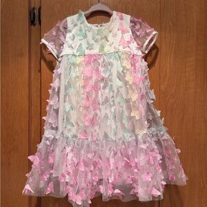 Bardot Junior Butterfly Appliqué Tulle Dress | Girls Size 5 | Pastel Couture